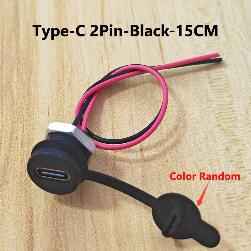 YuXi USB-C Panel-Installationsstecker mit PH2.0 Anschlusskabel und Staubschutzkappe, Schwarz - Bild 2
