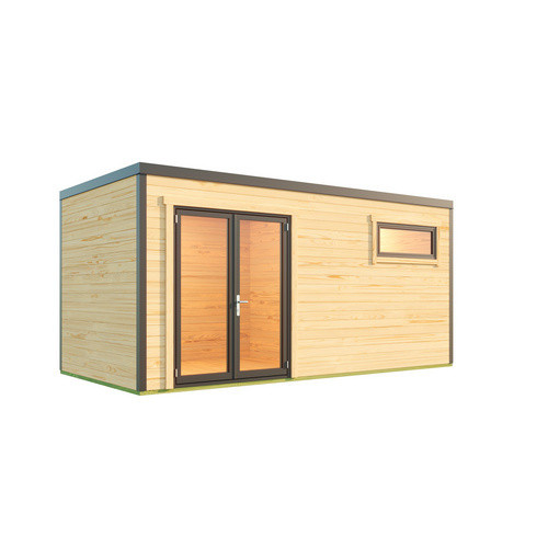 Lasita Blockbohlenhaus Sardinia Gartenhaus mit Flachdach, naturbelassen braun, B/H/T: 500 x 239,4 x 250 cm - Bild 3