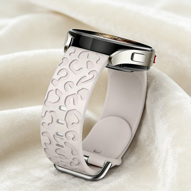 RMUTANE Uhrenarmband Silikon, Leoparden-graviert, Weiß, Unisex - Bild 1