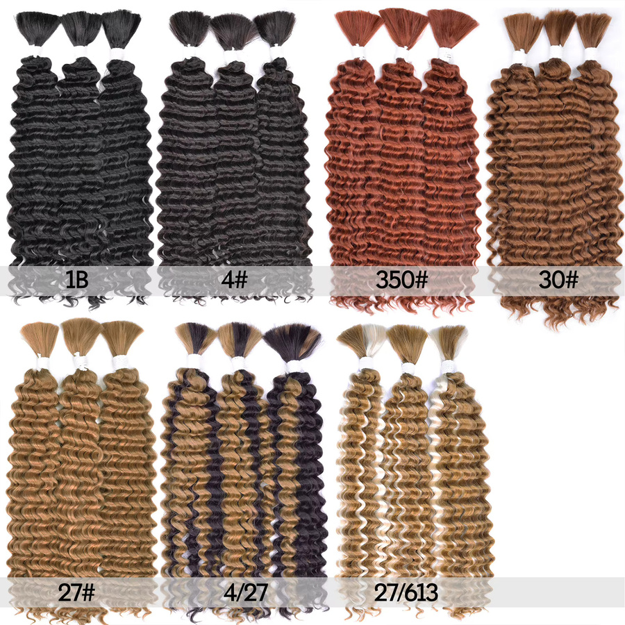Deep Wave Bulk Braiding Hair, synthetisch, 20 Zoll, vogefärbt - Bild 2
