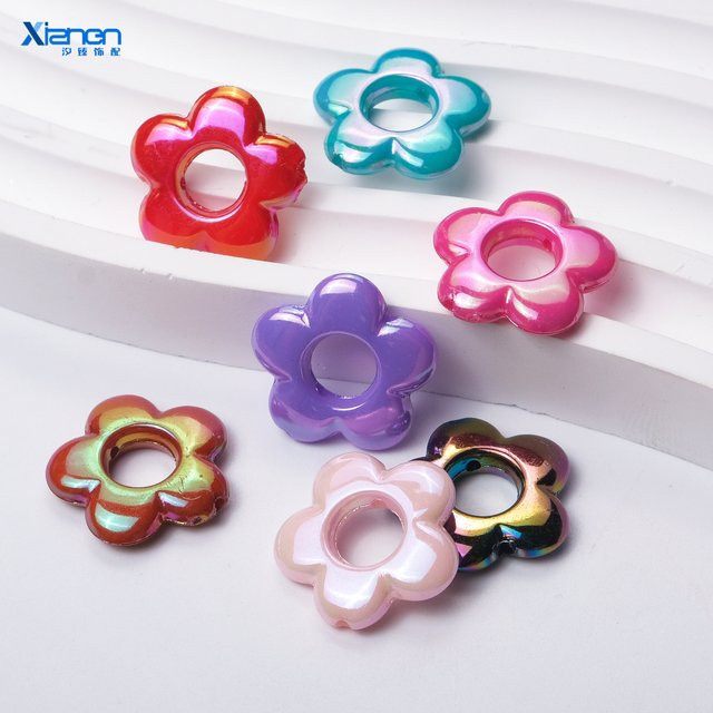 Anhänger Acryl, fünfeckige Blumen-Hohlperlen-Charm, 19 mm, Bunt, Unisex - Bild 1