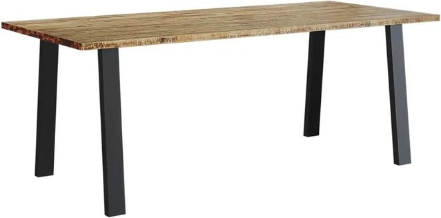 vidaXL Esstisch aus Akazienholz und Stahl in Braun im industriellen Stil, B/T/H: 200 x 90 x 75 cm - Bild 1