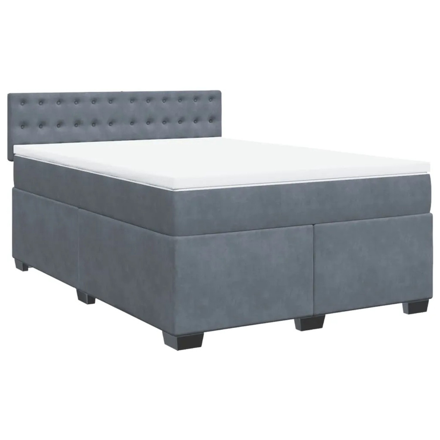 vidaXL Boxspringbett mit Matratze in Dunkelgrau aus Samt, Hybrid-Design mit Taschenfederkern, B/T: 140 x 200 cm - Bild 2