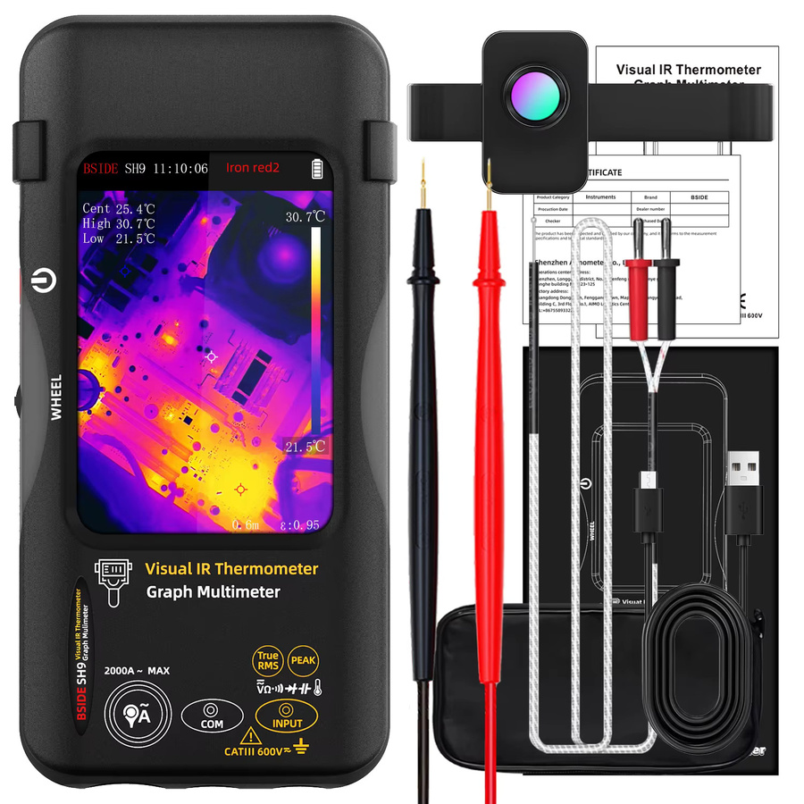 BSIDE 2-in-1 Digitalmultimeter mit Wärmebildkamera und Makroobjektiv in Schwarz - Bild 6