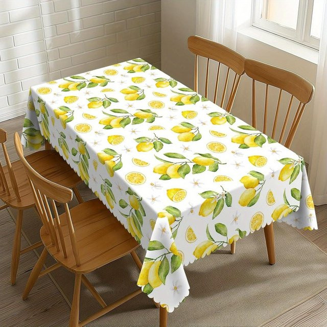 JMG Household Supplies Tischdecke Sommer Zitronen Motiv Gelb Grün Weiß, B: 100 cm, L: 160 cm - Bild 1