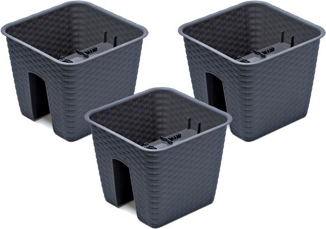 PROSPERPLAST Geländertopf Ratolla Railing 3er Set in Anthrazit, B/T/H: 27,2 x 27,2 x 22,5 cm - Bild 1