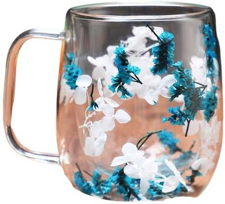 Doppelwandige Glastasse Pavo mit floralem Design, 350 ml, transparent - Bild 1