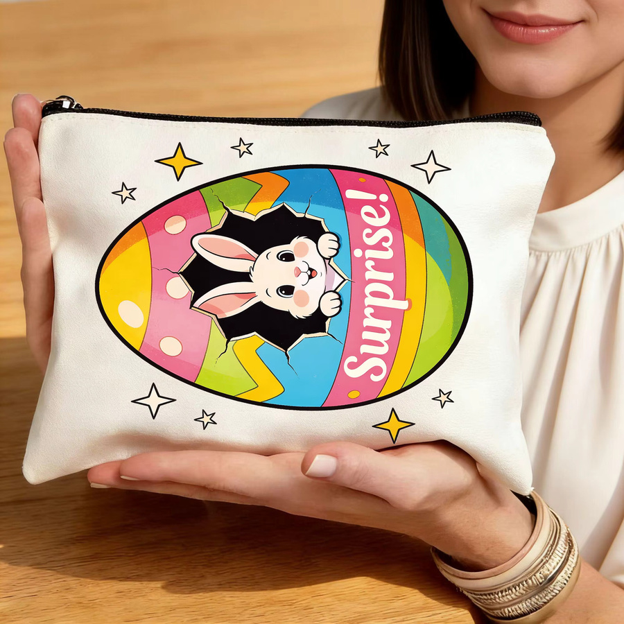 Multifunktionale Kosmetiktasche aus Leinwand mit Ostermuster als Handtasche - Bild 4