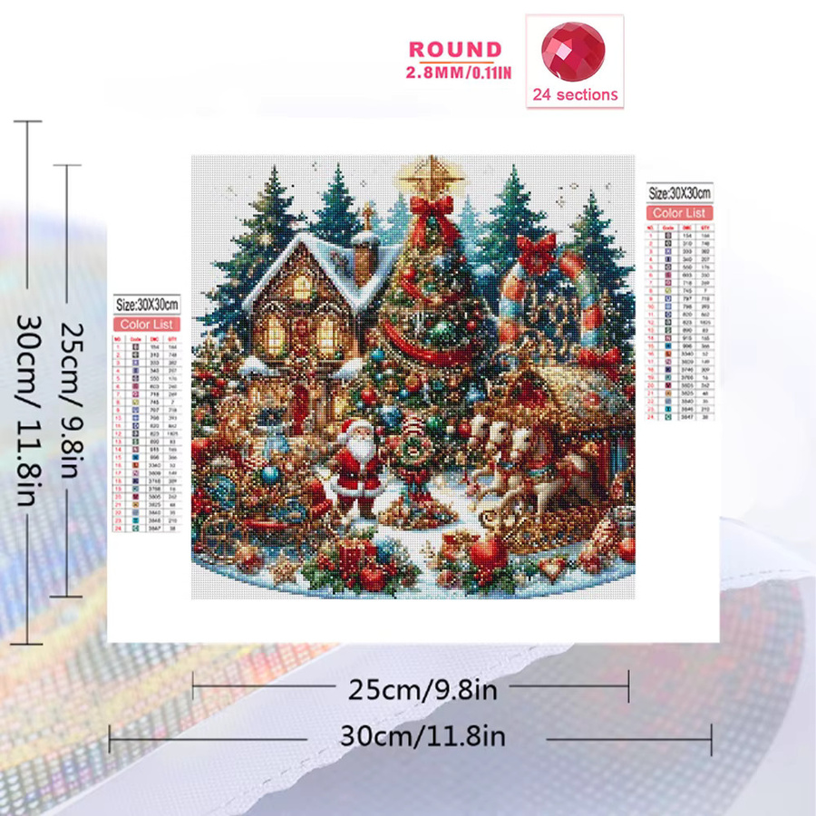 Momoart Diamantmosaik DIY Set Santa Claus Weihnachten Landschaft in Multicolour, Durchmesser: 20 cm - Bild 2