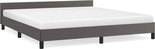 vidaXL Bettgestell mit Kopfteil in Grau aus Kunstleder, B/T/H: 160 x 200 x 163 cm - Bild 1