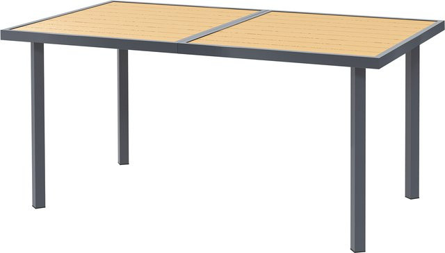 Outsunny Gartentisch für 6 Personen aus rostfreiem Stahl in Holzoptik, Naturholz, B/T/H: 150 x 90 x 72 cm - Bild 1
