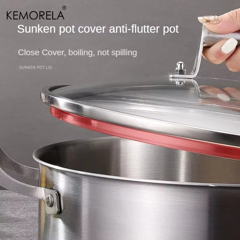 KEMORELA Hot Pot aus Edelstahl 304 in Silber mit Glasabdeckung und Doppelgriff - Bild 3