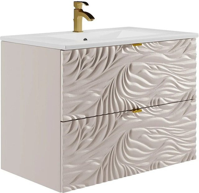 Vente-unique Einzelwaschtisch Rinarel aus Keramik in Beige, Breite: 80 cm - Bild 1