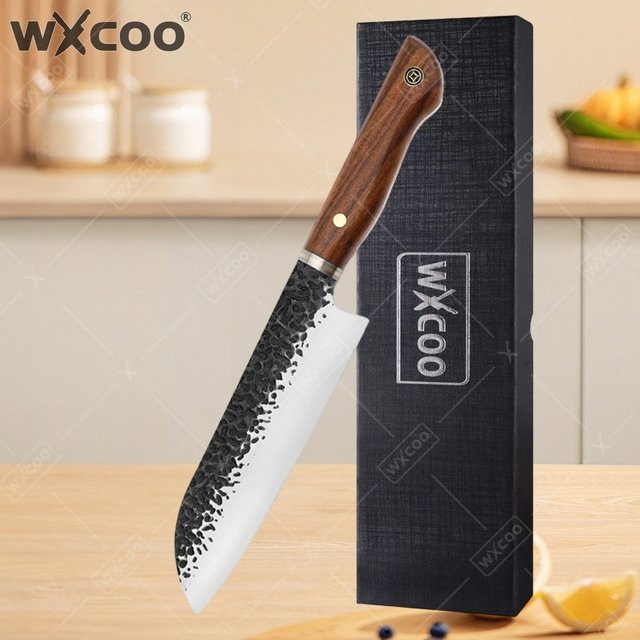 WXCOO Santoku Küchenmesser aus handgeschmiedetem Edelstahl mit Holzgriff - Bild 1