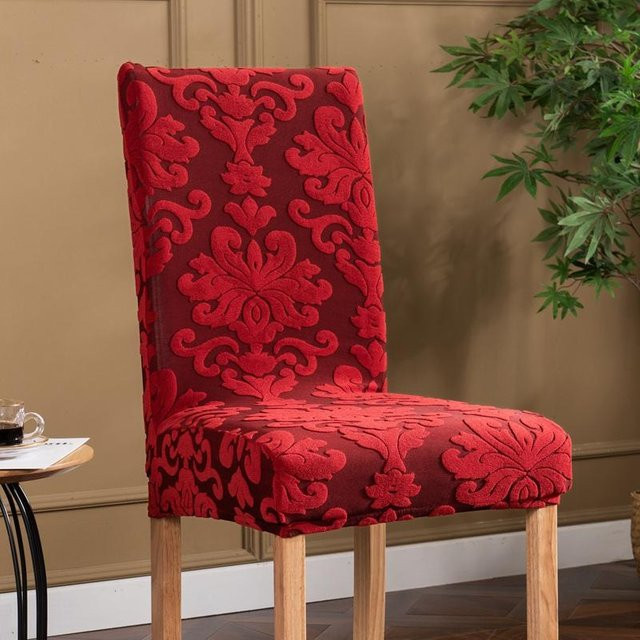Elastische Stuhlhusse aus Jacquard-Polyester in Rot für Esszimmer und Bankette - Bild 1