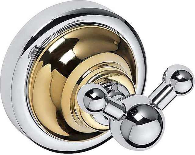 Brillantbad BETRO GOLD Doppelkleiderhaken aus Messing in Gold und Chrom, B/T/H: 6,5 x 6,5 x 6,5 cm - Bild 1