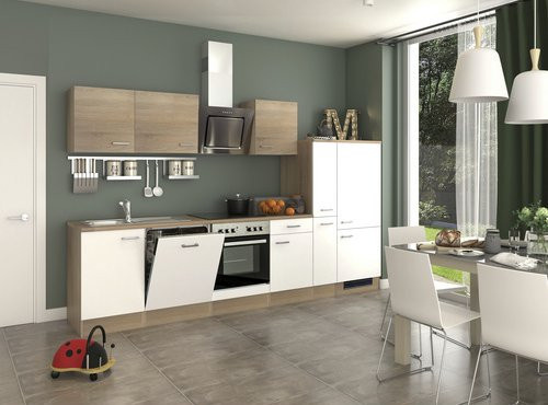 Moderne Küchenzeile SAMOA von Flex-Well in Weiss mit integrierten Elektrogeräten, Breite: 310 cm - Bild 1