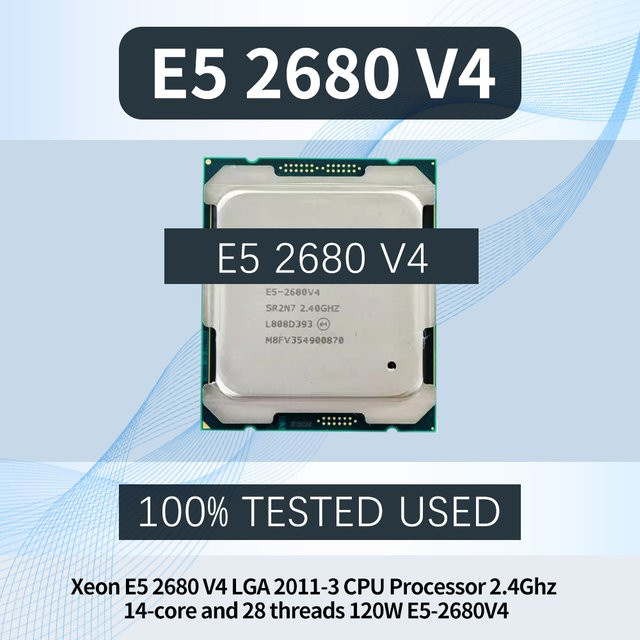 Intel Xeon E5 2680 V4 CPU-Prozessor LGA 2011-3 mit 2,4 GHz, 14 Kernen und 28 Threads, Silber - Bild 1
