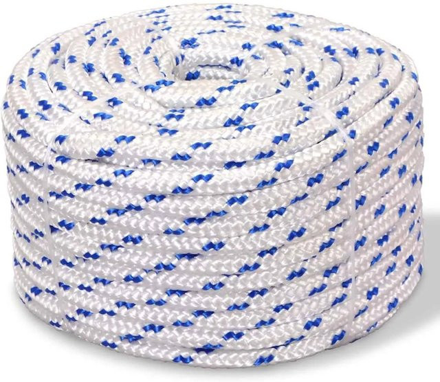 vidaXL Bootsseil aus Polypropylen in Weiß und Blau, Durchmesser: 10 mm, Länge: 50 m - Bild 1