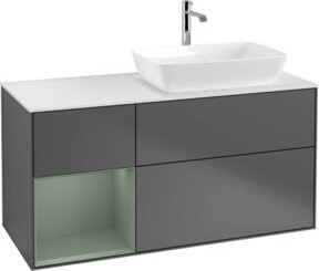 V&B Waschtischunterschrank Finion mit Wandbeleuchtung, Anthrazit lackiert, B: 120 cm, T: 50,1 cm, H: 50,1 cm - Bild 1