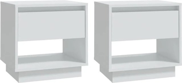 Set aus 2 vidaXL Nachttischen in Weiß aus Holzwerkstoff, klassisches Design für dein Schlafzimmer, B: 45 cm, T: 34 cm, H: 44 cm - Bild 1