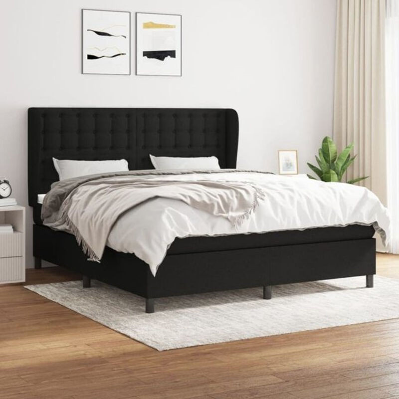 vidaxl Boxspringbett mit Matratze aus Stoff in Schwarz, B/B: 160 x 200 cm - Bild 1