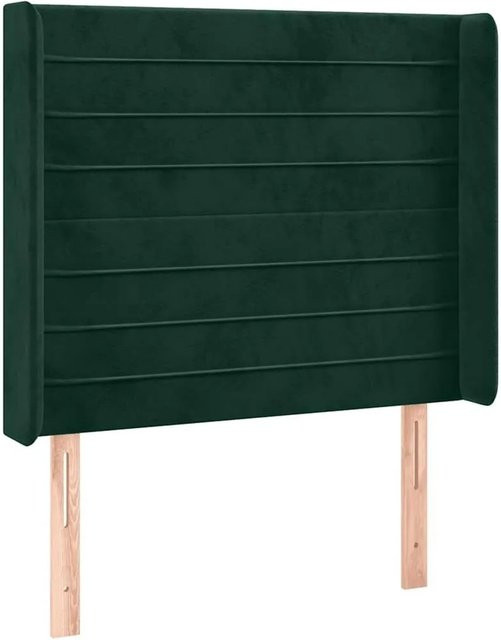 vidaXL Kopfteil mit Ohren in Dunkelgrün aus Samt, B/T/H: 103 x 16 x 118/128 cm - Bild 1