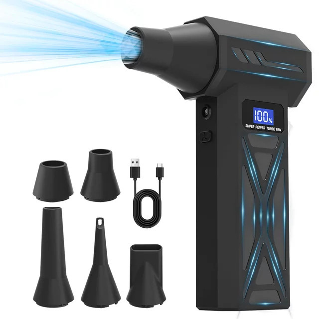 PINTUDY P70 Luftgebläse mit 110000 U/min, 4 Gänge, LED-Licht und Batterieanzeige, kabelloses Turbogebläse - Bild 1