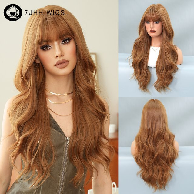 7JHH WIGS Perücke, goldbraun, Body-Wave, Damen, synthetisch - Bild 1