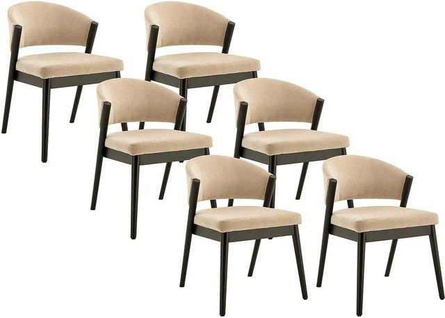 Vente-unique Stuhl Zelvyn Modern in Beige mit Stoffbezug und Kautschukholz, Breite: 53,5 cm, Tiefe: 48,5 cm, Höhe: 76 cm - Bild 1