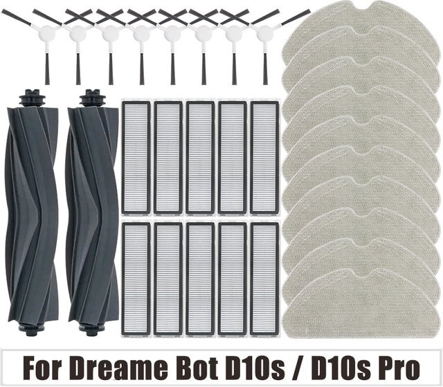 Dreame Bot D10s / D10s Pro Zubehör-Set mit Hauptbürste, Seitenbürste, HEPA-Filter und Wischpads - Bild 1