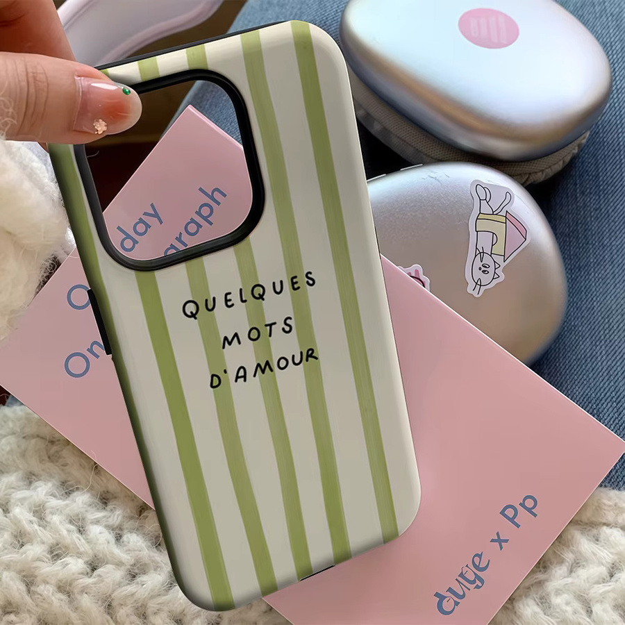 Quelques Mots D'amour Handyhülle für iPhone 17 16 15 14 13 12 11 Pro Max Plus mit doppelschichtiger Rückseite in Grün - Bild 3