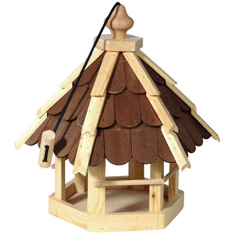 dobar Futterhaus für Wildvögel aus Kiefernholz mit lasierten Holzschindeln in Natur/Braun inkl. Kordel - Bild 3