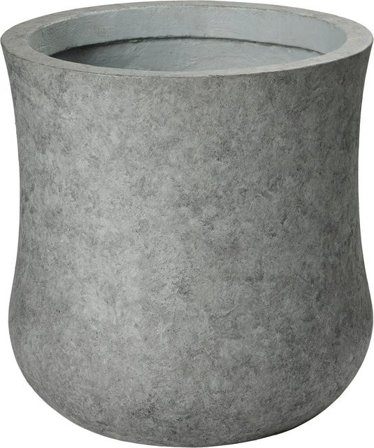 Runder Pflanztopf aus Fiberglas und Zement in Grau, B/T/H: 19 x 19 x 19 cm - Bild 1