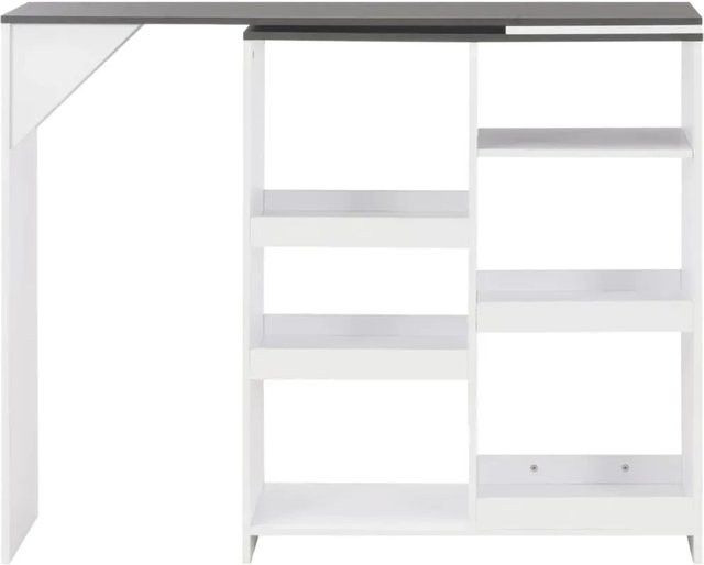 vidaXL Bartisch mit beweglichem Regal in Weiß und Grau, B/T/H: 138 x 39 x 110 cm - Bild 1