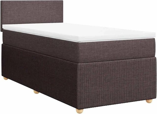 vidaXL Boxspringbett mit Matratze Dunkelbraun, Hybridbett mit USB-Ladeport und Unterbettbeleuchtung, B/T: 80 x 200 cm - Bild 1