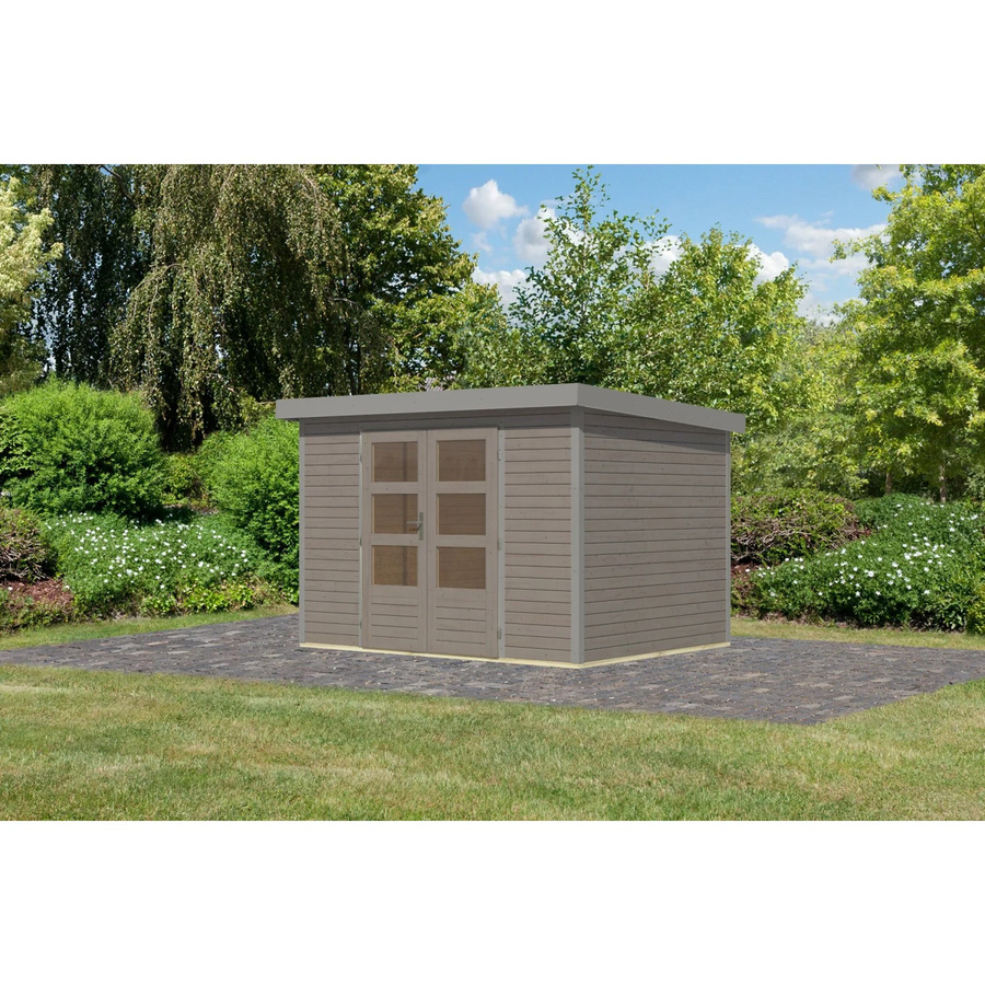 Karibu Gartenhaus Diego 4 D in Wassergrau/Graualuminium, B/T/H: 298 x 209 x 213 cm - Bild 2