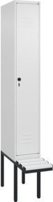 C+P Spind Classic PLUS Garderobenspind mit Sitzbank, 1 Abteil, Reinweiß, B/T/H: 212,0 x 30,0 x 81,5 cm - Bild 1