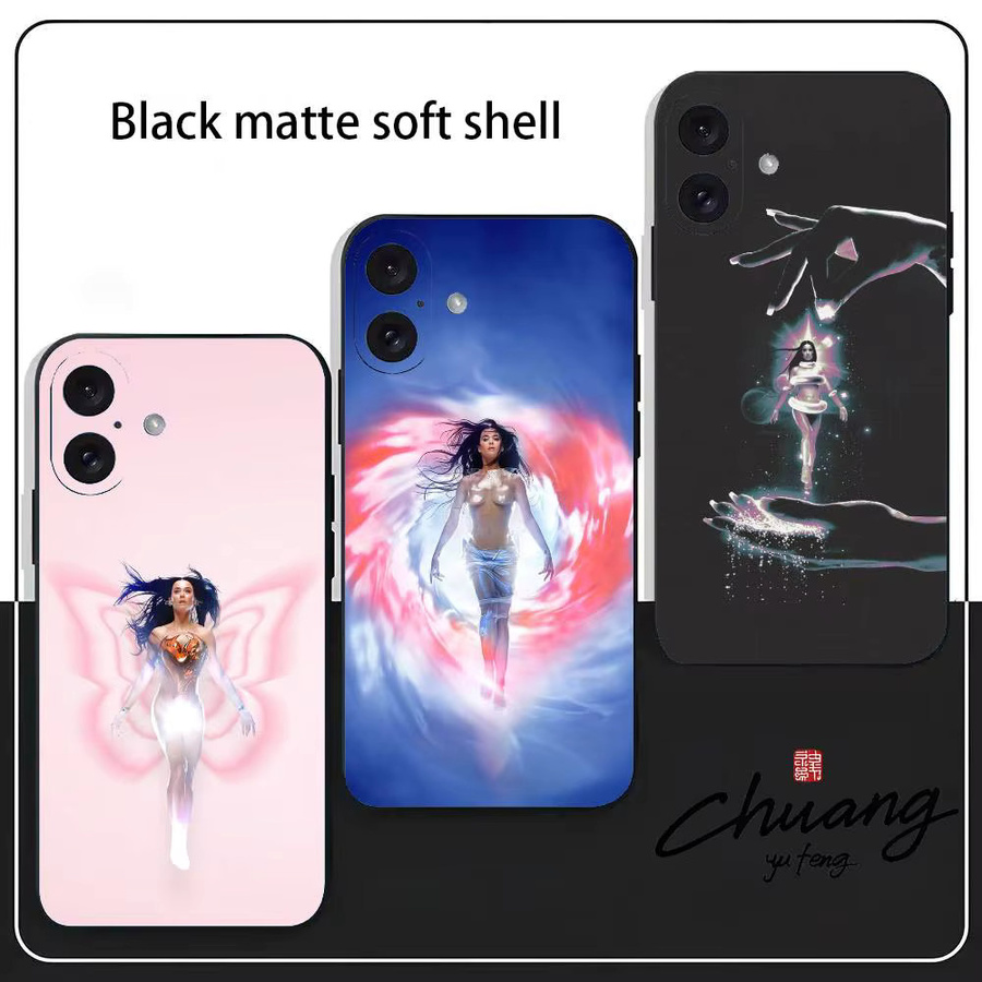 Singer K-Katy Perry Handyhülle in Schwarz aus mattiertem TPU mit UV-Bemalung und Anti-Drop-Schutz - Bild 2