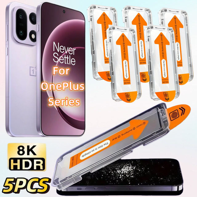 5er Pack Displayschutzfolie aus gehärtetem Glas für OnePlus 1, 9, 9T, 8, 8T, 7, 6 in Transparent - Bild 1