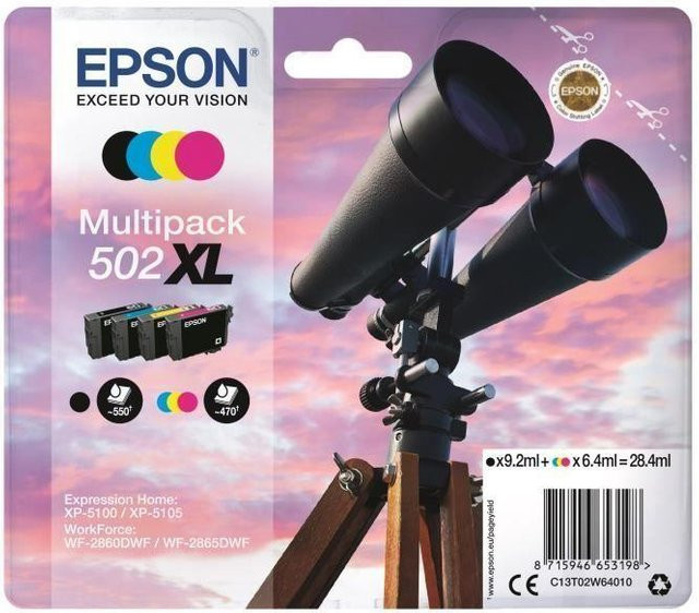 Epson Multipack 502 XL Tintenpatronen Set für Epson Expression Home XP-5100, Schwarz, Cyan, Gelb, Magenta - Bild 1