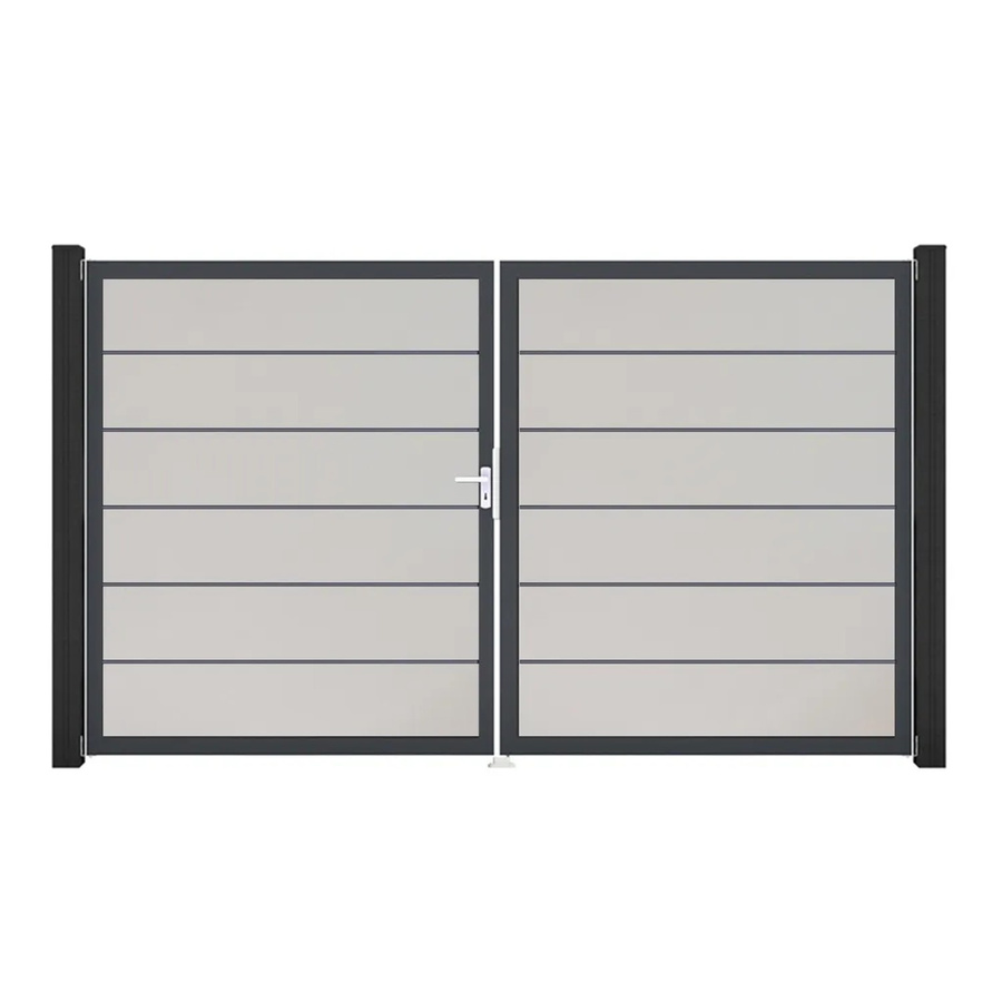 GroJa Tor Basicline Premium 2-flügelig Weiß Rahmen DB703 B: 306 cm x H: 180 cm DIN Links mit Sichtschutz - Bild 2