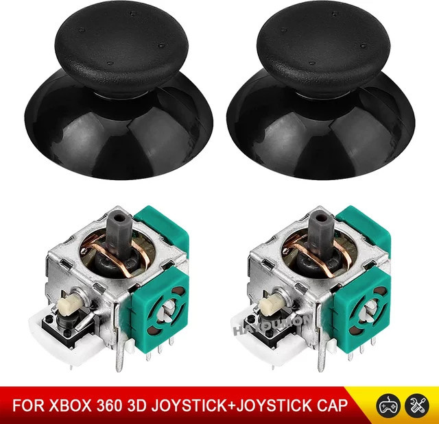 Pogopirate 3D-Analog-Joysticks für Xbox 360 Controller mit Joystick-Kappen, Schwarz, 2/10 Stück - Bild 1