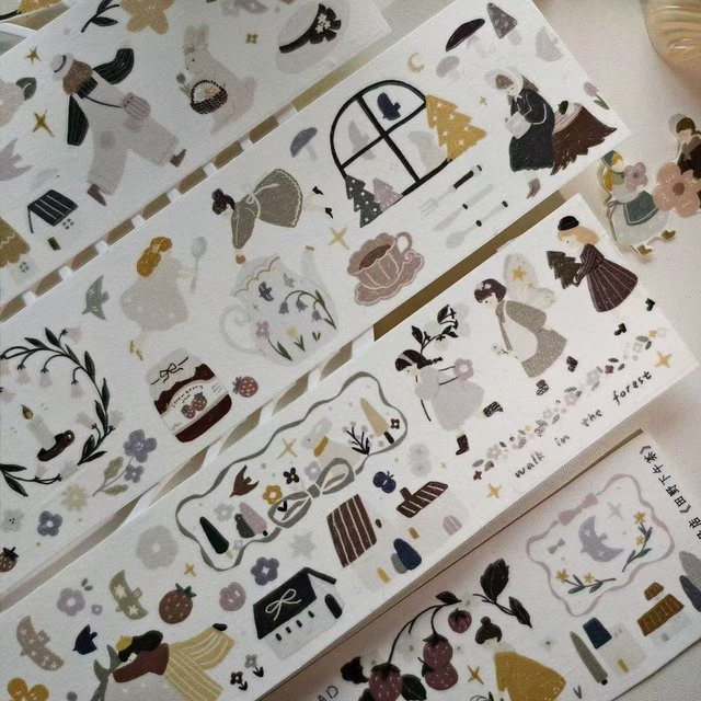 YiEr Studio Washi Tape Vintage Countryside High Tea Girl Dekorative Aufkleber für Scrapbooking und Planer in Multicolour - Bild 1