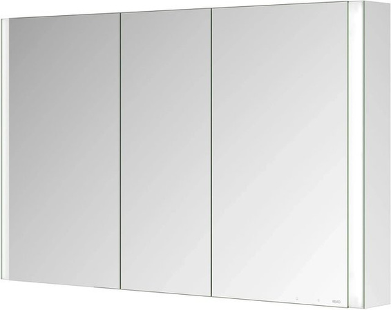 KEUCO Aufputz-LED-Spiegelschrank Royal Diez mit 3 Türen, Seiten verspiegelt, Spiegelheizung und integrierter LED-Beleuchtung, Silber, Breite: 120 cm, Höhe: 127 cm