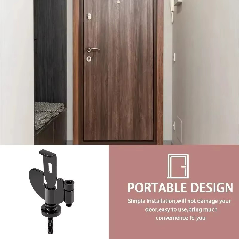 Tragbares Türschloss für Privatsphäre und Sicherheit bei Reisen und im Hotel, Anti-Diebstahl Türstopper in Schwarz - Bild 2
