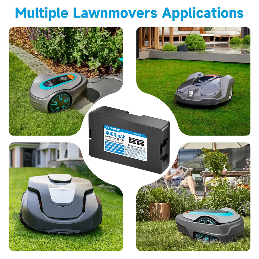 Ersatz Li-Ionen-Akku 18V 4000mAh für Husqvarna Automower (2020-2022) und Gardena Sileno City (2019-2023), Farbe: Schwarz - Bild 4