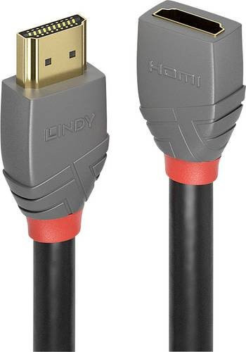 Lindy HDMI Verlängerungskabel HDMI-A auf HDMI-A, 4K UHD, vergoldete Steckkontakte, Anthrazit, Schwarz, Rot, Länge: 0,50 m - Bild 1