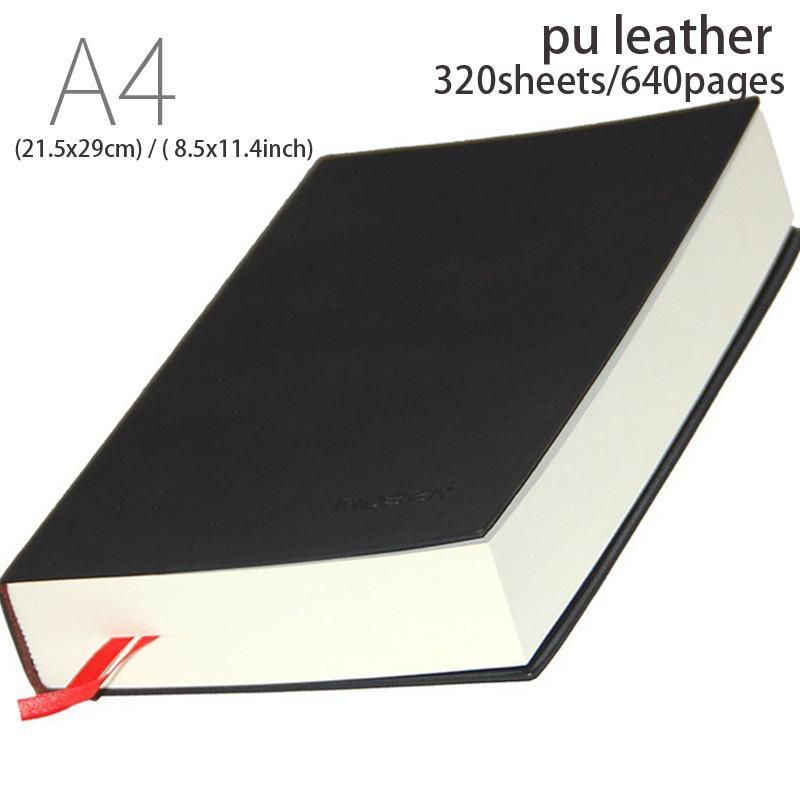 Business Notizbuch A4 mit 400 Seiten, liniertes Studenten-Tagebuch aus schwarzem PU-Leder - Bild 2