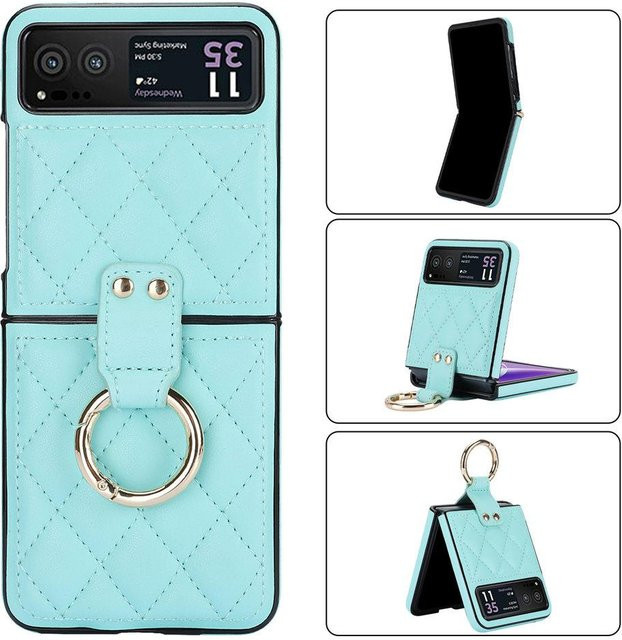 Leder-Ringhülle mit Leopardenmuster für Motorola MOTO Razr 40 Ultra und Razr 40 Slim in Grün - Bild 1